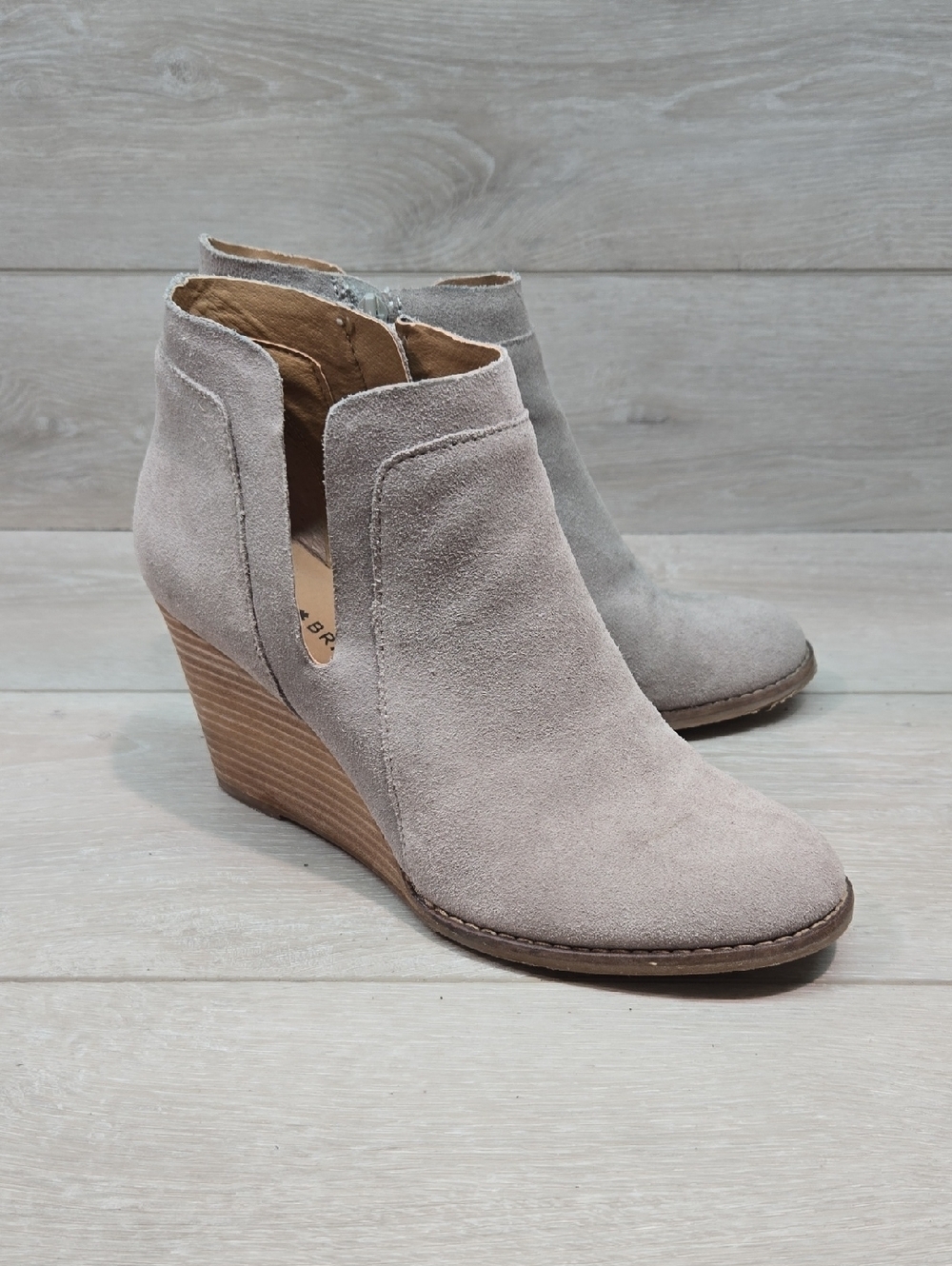 Lucky Brand Women Yabba Suede Wedge Ankle Booties Shoes Sz 8.5M